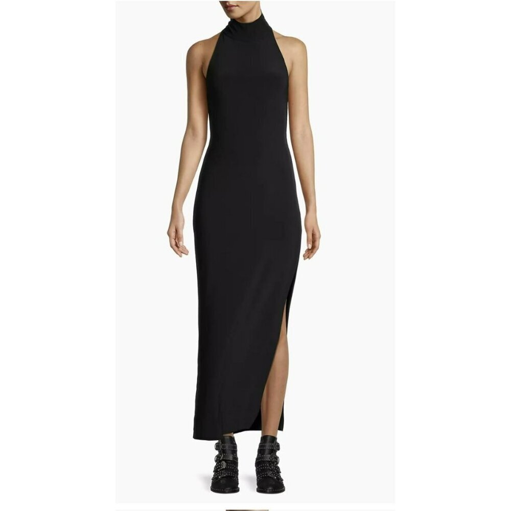 Norma Kamali Halter Turtleneck Jersey Backless Maxi Dress NWT Large